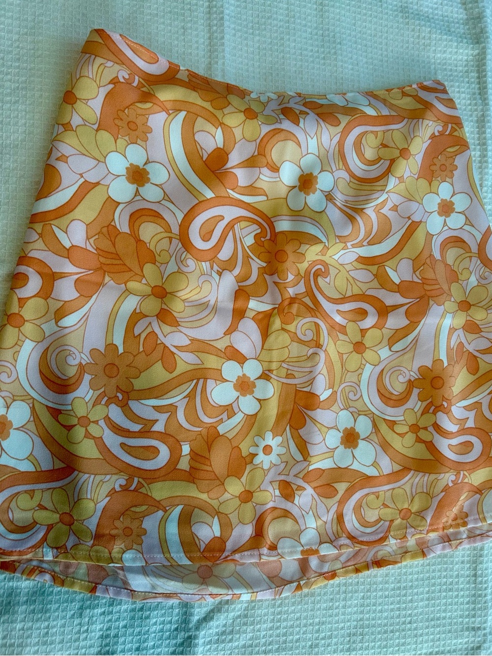 Hollister Orange & Pink Flower Print Mini Skirt